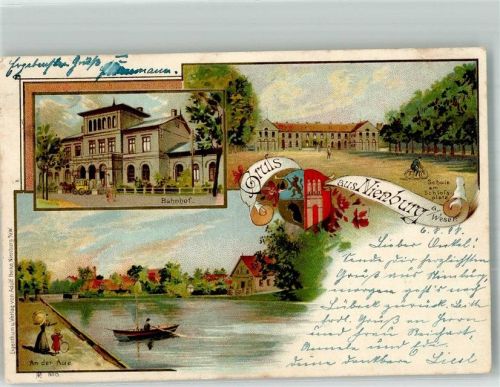 Nienburg 1898 Bahnhof An der Aue Schlossplatz Schule Wappen