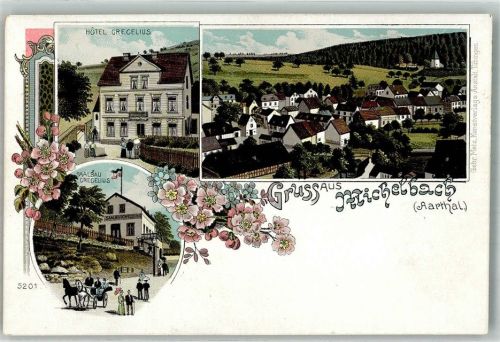 65326 W6209 Michelbach , Untertaunuskr Lithographie Gasthaus Saalbau Gregelius Hotel Crecelius