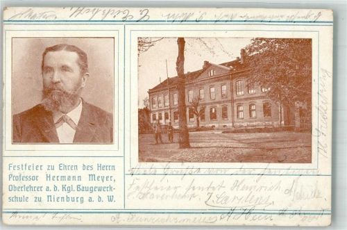 31582 W3070 Nienburg Weser 1904 Foto AK Portrait Prof. Hermann Meyer Kgl. Baugewerkschule