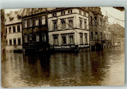 Neuwied 1926 Hochwasserkatastrophe in Neuwied 1926 Überfschwemmte Strasse Geschäft Ferdinand Krismann