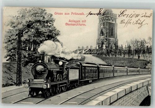 Pritzwalk 1906 Personenzug Anlagen Bismarckturm