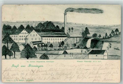 Gönningen 1900 Pappenfabrik Th. Ferber Zeichnung