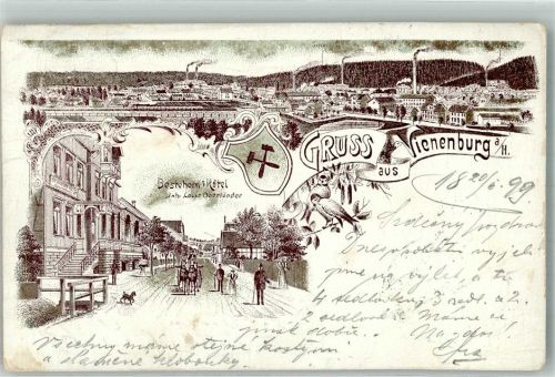 Vienenburg 1899 Vögel Wappen Hotel Bestehorn Bahnpost Berlin-Holzminden Zug 36