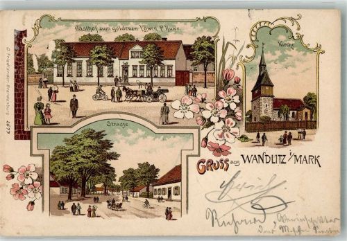 Wandlitz 1901 Gasthaus zum goldenen Löwen Dorfkirche Dorfstrasse