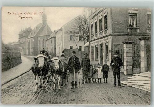 Oelsnitz Egerstrasse Rindefuhrwerk Bauer