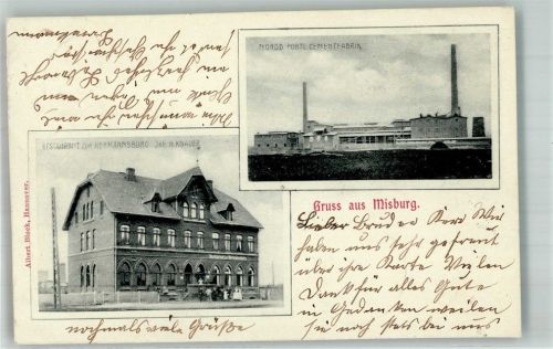 Misburg 1904 Norddeutsche Portl. Zementfabrik Gasthaus zur Hermannsburg