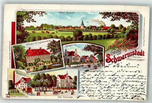 Schwarmstedt 1901 Rittergut Alt Schwarmstedt Mühle und Villa Warnecke Poststrasse