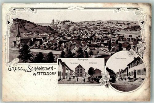 Schönecken 1910 Marktplatz Flurstrasse Teichstrasse Oberstrasse