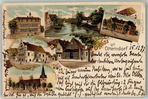 Otterndorf 1897 Rathaus Kirche Schulhaus Hafen Neue Schule