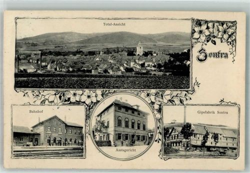 Sontra 1910 Bahnhof Amtsgericht Gipsfabrik