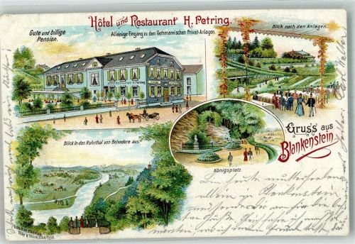 Blankenstein 1898 Königsplatz Hotel Petring Das Ruhrtal Aussichtsplatz Bahnpost Zug 811