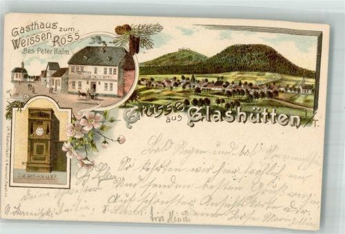 61479 W6246 Glashütten , Taunus Lithographie Gasthaus zum weissen Ross Die alte Uhr