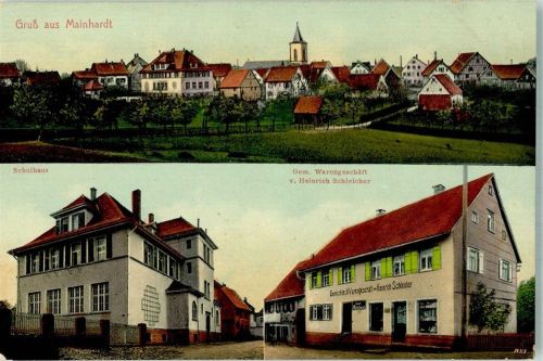 74523 W7173 Mainhardt 1917 - Schule Gem.-Warenhandlung Schleicher