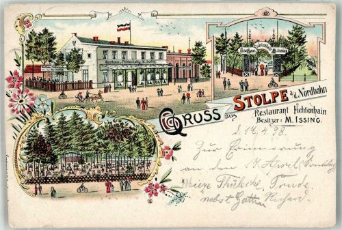 Hohen Neuendorf 1898 Lithographie Stolpe Gasthaus Fichtenhain Gartenwirtschaft