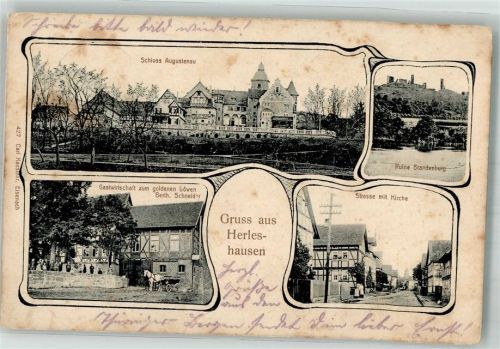 37293 W3443 Herleshausen 1916 - Ruine Brandenburg Gasthaus zum goldenen Löwen Dorfstrasse