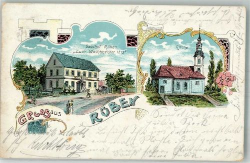 Rötha 1905 Rüben Gasthaus Zum Wachtmeister Dorfkirche