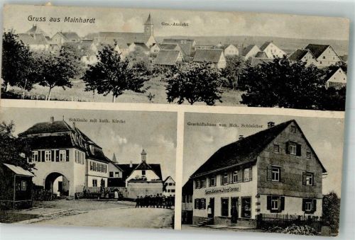 74523 W7173 Mainhardt 1909 - Schlössle Kath. Kirche Geschäft Schleicher