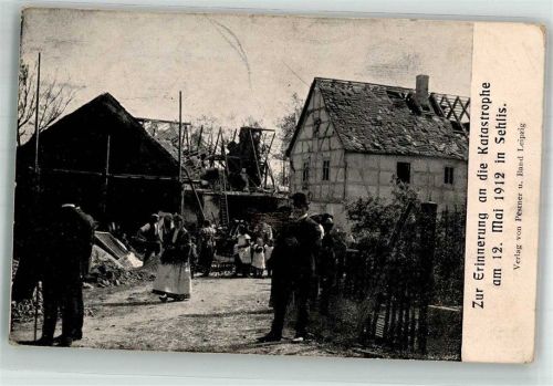04425 O7101 Sehlis 1912 Foto AK Unwetter-Katastrophe am 12. Mai 1912 Zerstörte Häuser