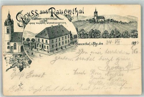 Rauenthal 1902 Vorläufer Druck um 1890 Gasthaus zum Rheinberg
