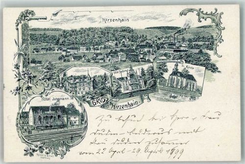 Hirzenhain Vorläufer Druck um 1890 Hotel Jungmann Villa Budenus Ev. Kirche