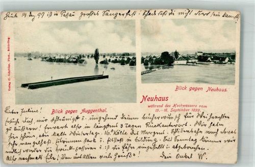 Auggenthal 1899 Hochwasserkatastrophe 15./16. Sept. 1899 Überschwemmtes Wohngebiet Foto AK