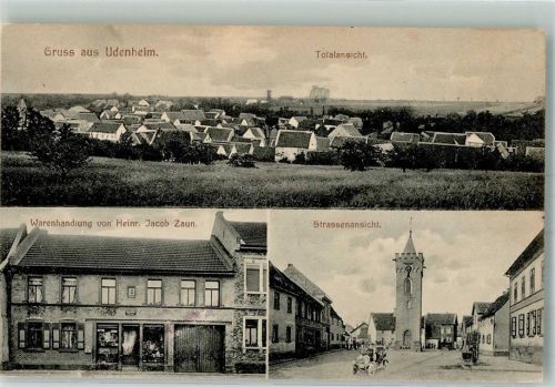 Udenheim Marktplatz Glockenturm Gemischtwaren Zaun
