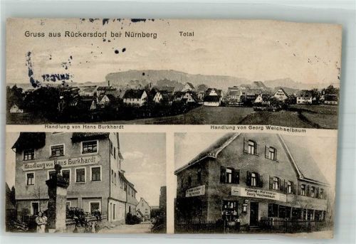 Rückersdorf 1904 Handlung Burkhardt Handlung Weichselbaum Bahnpost Nürnberg