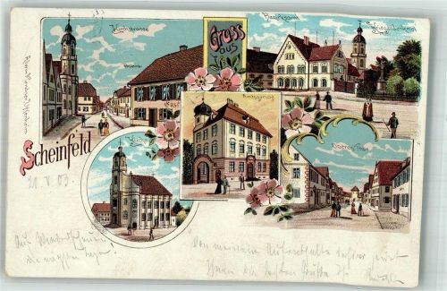 Scheinfeld 1903 Kirchstrasse Dorfkirche Amtsgericht Oberes Tor