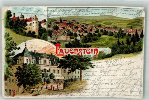 Lauenstein 1901 Hotel Stadt Teplitz Burg