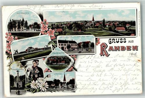 Rahden 1898 Gut Rahden Bäuerin Windmühle Hotel Wolter Kais. Postamt Pension Wehrkamp