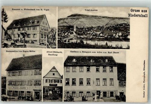 Niedernhall 1906 Gemischtwaren Bürkardt Gasthaus Müller Brauerei-Gasthaus Vogel Gasthaus zum Adler