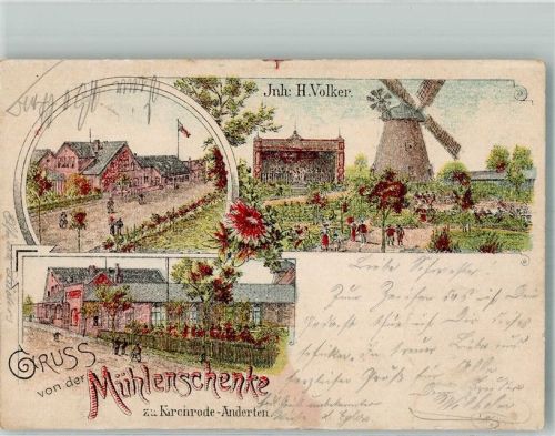 Kirchrode 1897 Vorläufer Druck um 1890 Gasthaus Mühlenschenke Windmühle