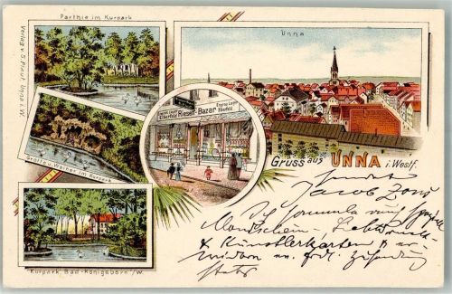 Unna 1897 Kurpark Grotte Kurparkweiher