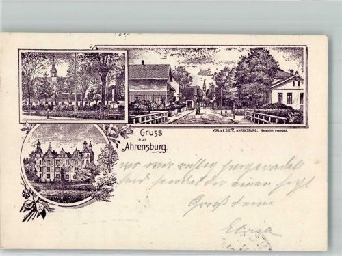 Ahrensburg 1897 Vorläufer Druck um 1890 Dorfstrasse Schloss Ahrensburg