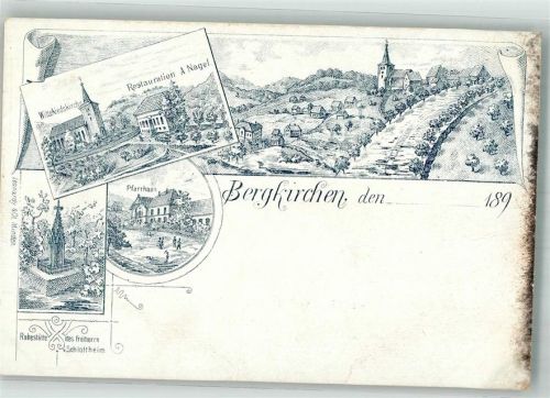 Bergkirchen Vorläufer Druck um 1890 Grabstätte Fvon reiherr von Schlottheim Pfarrhaus Gasthaus Nagel Wittekindskirche