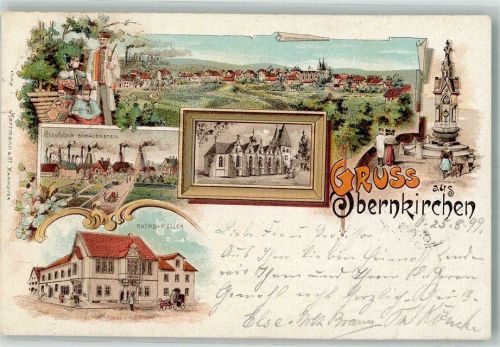Obernkirchen 1899 Gasthaus Ratskeller Glasfabrik Schauenstein Trachtenpaar Tabakspfeife Brunnen