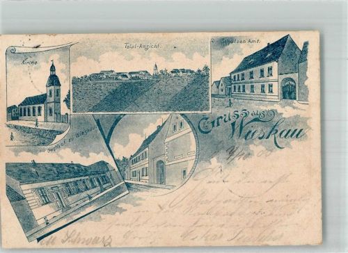 Wieskau 1900 Gasthaus zu Wieskau Dorfstrasse Schulzenamt Dorfkirche