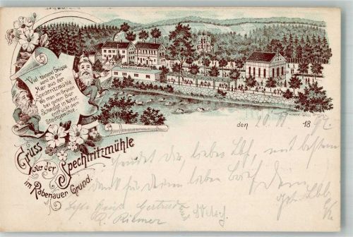 01734 O8222 Rabenauer Grund 1897 - Vorläufer Druck 1880-1889 Gasthaus Spechritzmühle Zwerge