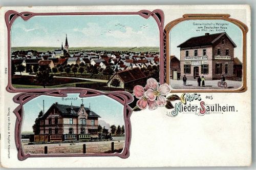Nieder-Saulheim Bahnhof Gasthaus-Metzgerei zum Deutschen Haus