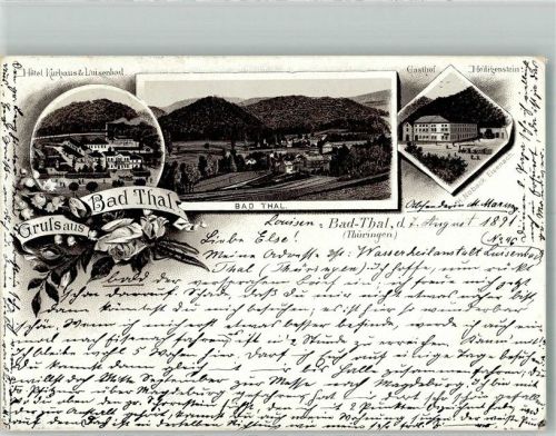 Thal 1891 Vorläufer Druck um 1890 Hotel Kurhaus & Luisenbad Gasthaus Heiligenstein