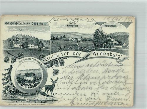 Wildenburg 1899 Vorläufer Druck um 1890 Allenbacher Schloss Kempfeld Katzenloch