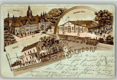 Biendorf 1898 Schloss Eisenbahn-Hotel Bahnhof