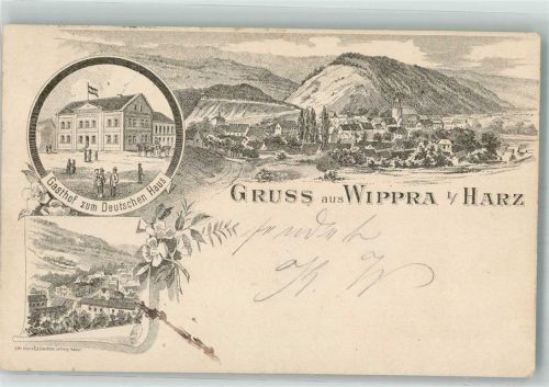 Wippra 1893 Vorläufer Druck um 1890 Gasthaus zum Deutschen Haus