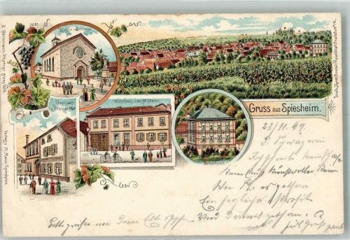 Spiesheim 1899 Gasthaus zum Pfälzer Hof Wohnhaus Mann Schule