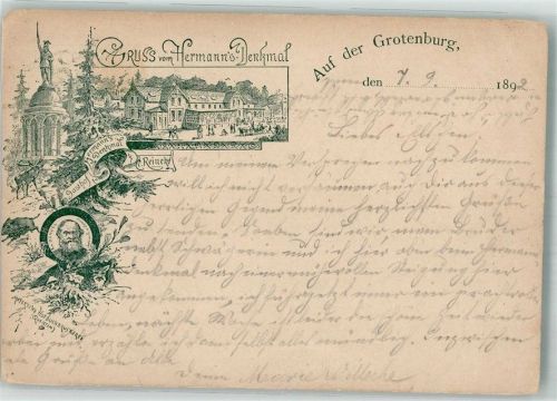 32756 W4930 Hiddesen 1892 Lithographie Vorläufer Druck um 1890 Hermann's-Denkmal Gasthaus zum Hermann's Denkmal