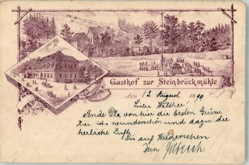 Frankenberg 1899 Vorläufer Druck um 1890 Gasthaus zur Steinbrückmühle