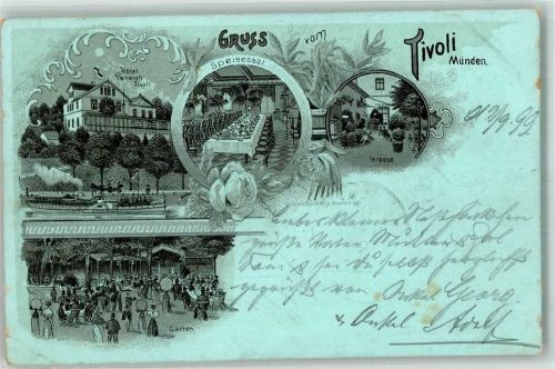 Münden 1899 Hotel Tivoli Speisesaal Terrasse Garten
