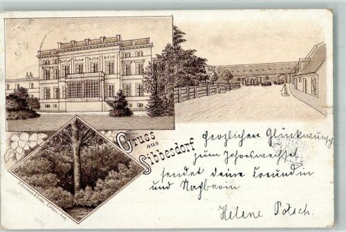 Sibbesdorf 1896 Vorläufer Druck um 1890 Herrenhaus Stallungen Pumpbrunnen