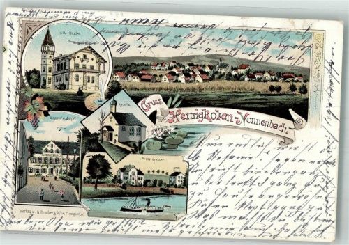 88079 W7993 Kressbronn am Bodensee 1898 Lithographie Hemigkofen-Nonnenbach Villa Häusler Villa Kreiser Kapelle Gasthaus zum Schiff