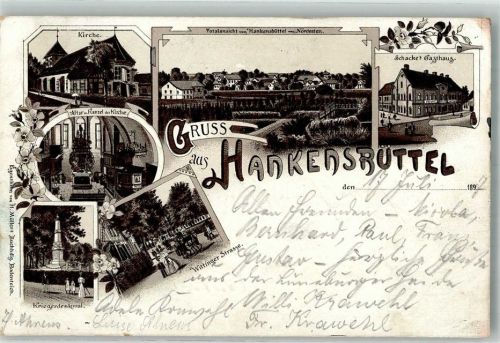 Hankensbüttel 1897 Vorläufer Druck um 1890 Kriegerdenkmal Kirche Altar Kanzel Wittingerstrasse Gasthaus Schacke